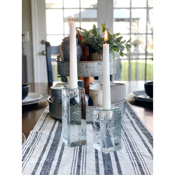 VTG Blenko ice block candle holders